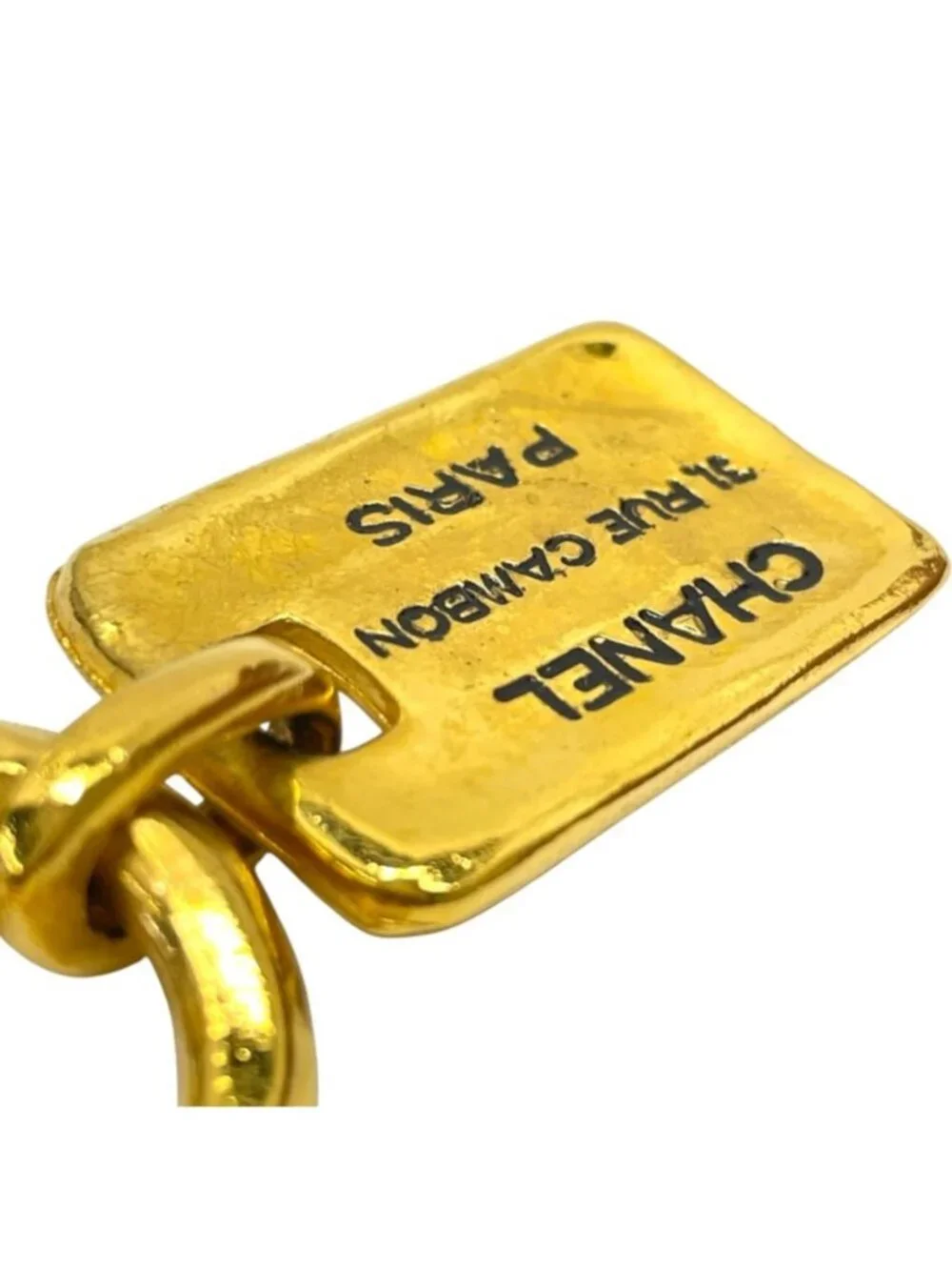 Chanel Brooch Cambon Plate Swing 31 Rue Metal Gold